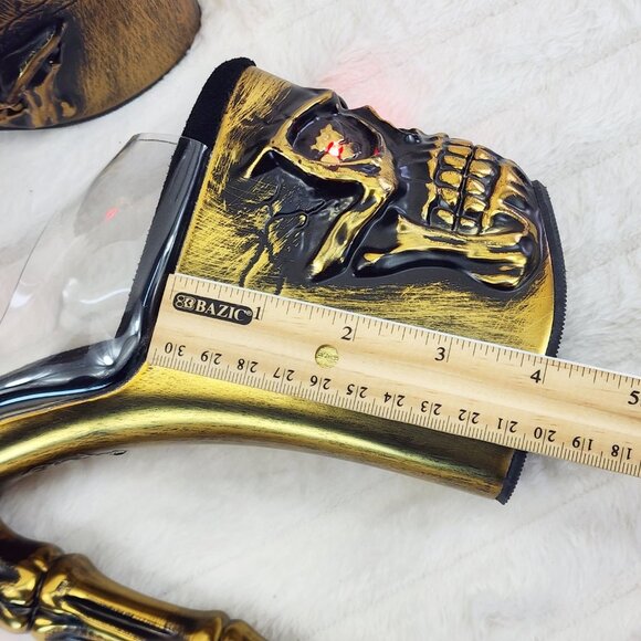 Brass Skull & Bones Red LED Platform 8" Heels Pole Shoes Vortex - Picture 11 of 11